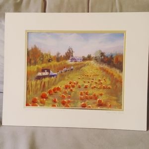 "Pumpkin Pickers" Matted Print by Plein Air Artist Shawn Dell Joyce